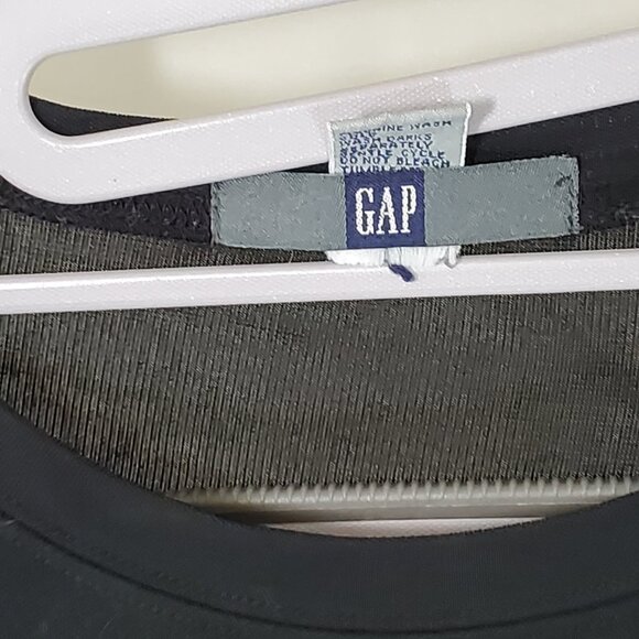 GAP Y2K Black Long Sleeve Crop MESH Top goth punk emo M - Picture 2 of 4